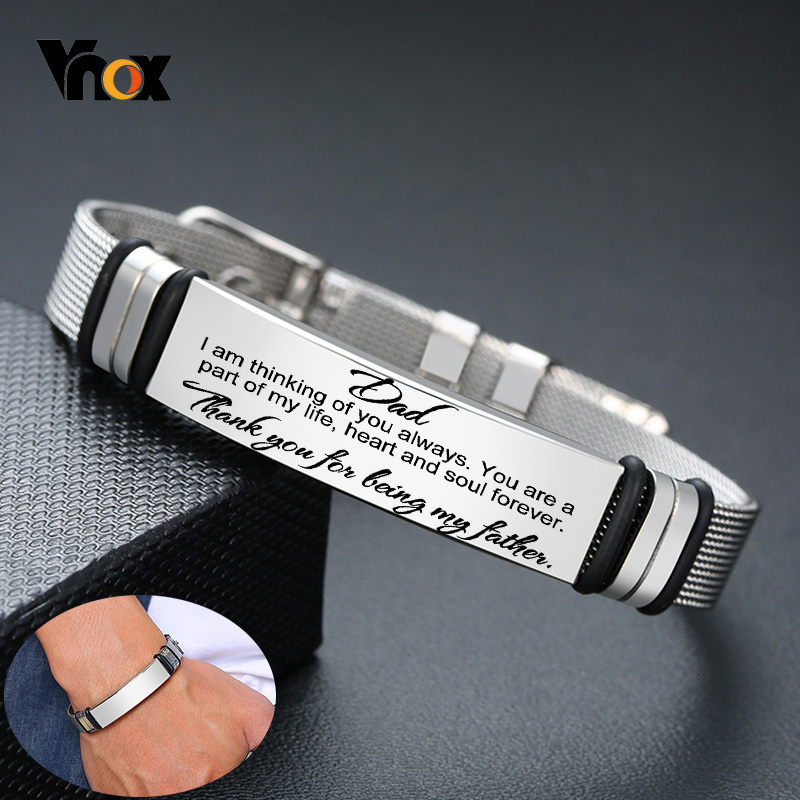 Jewelry Bracelet Watches - Vnox Mens Stainless Steel Custom Engrave