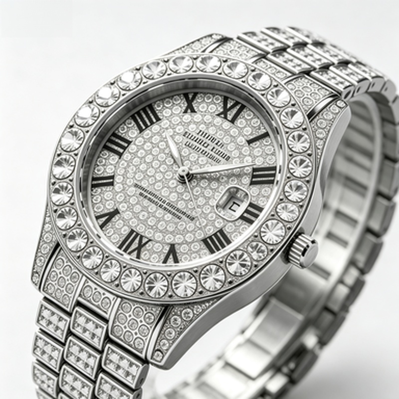 Jewelry Watches For Sale - Hot‑Sale Sparkling Rhinestone‑Encrusted Gold Quartz Wristwatch