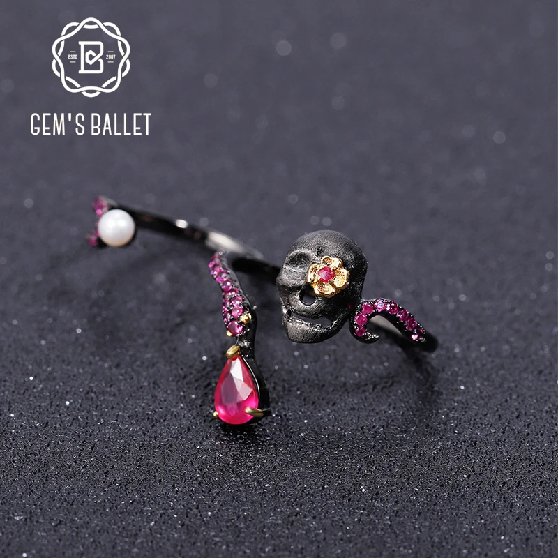 GEM'S BALLET Natural Ruby Gems - огляд і ціна Gothic Skull Ring