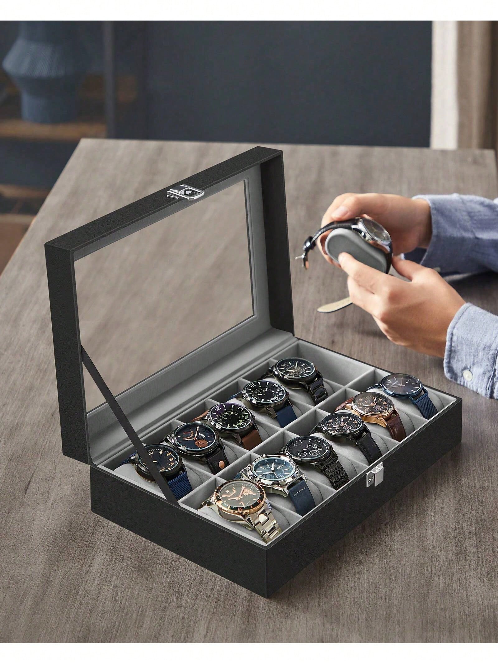 12-Slot Lockable Watch Box wit - огляд і ціна Jewelry Stores Watches