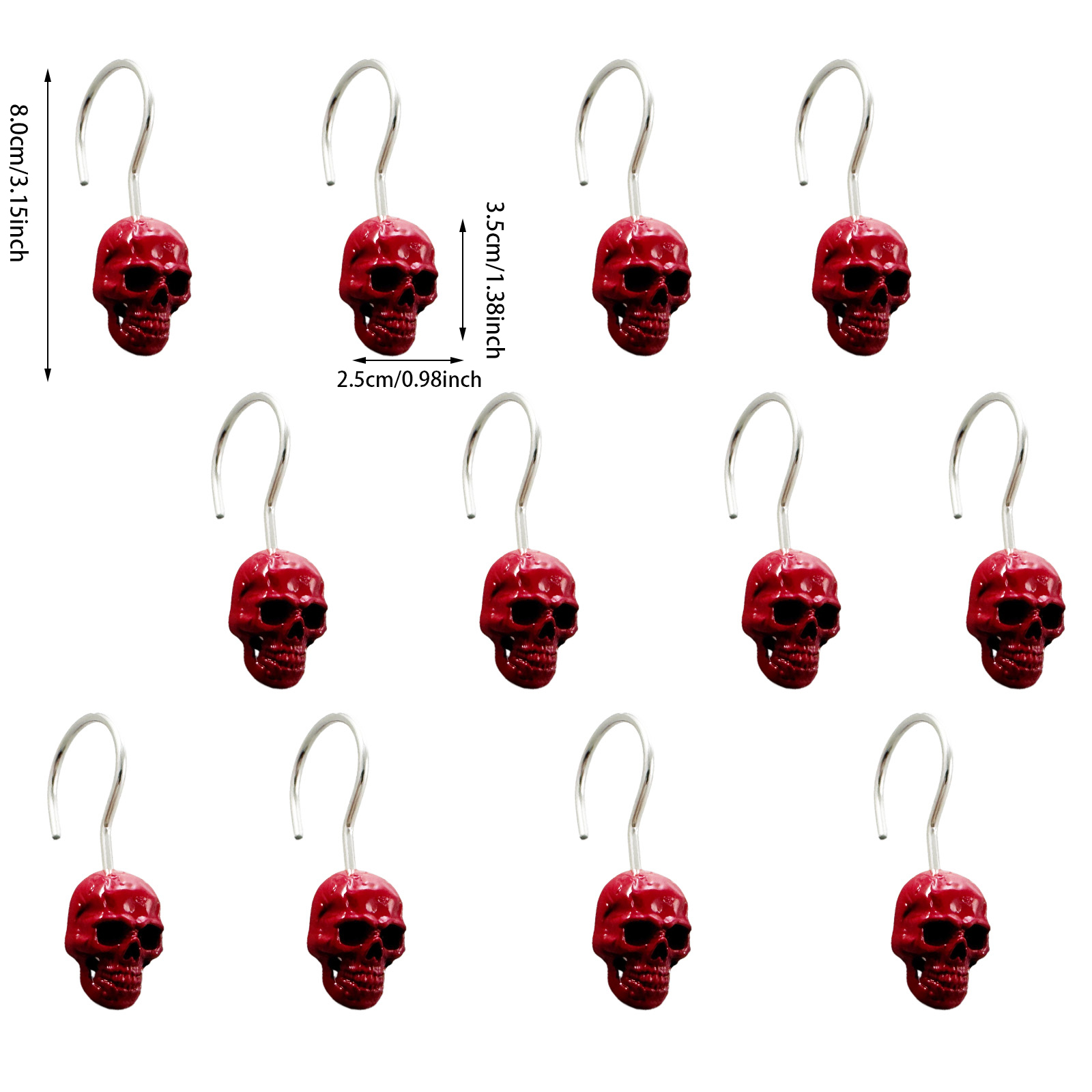 12Pcs Red Skull Shower Curtain - огляд і ціна Gothic Skull Ring