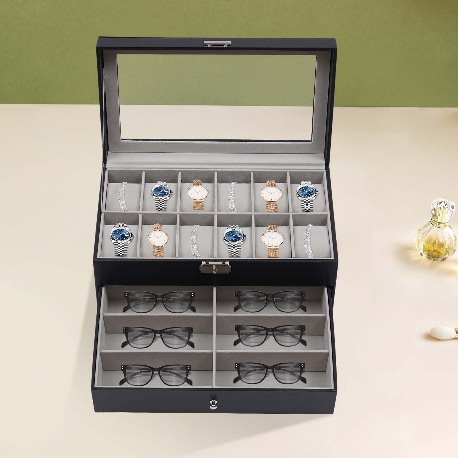 3-Tier Black Tabletop Storage  - огляд і ціна Jewelry Box Watches Bracelets